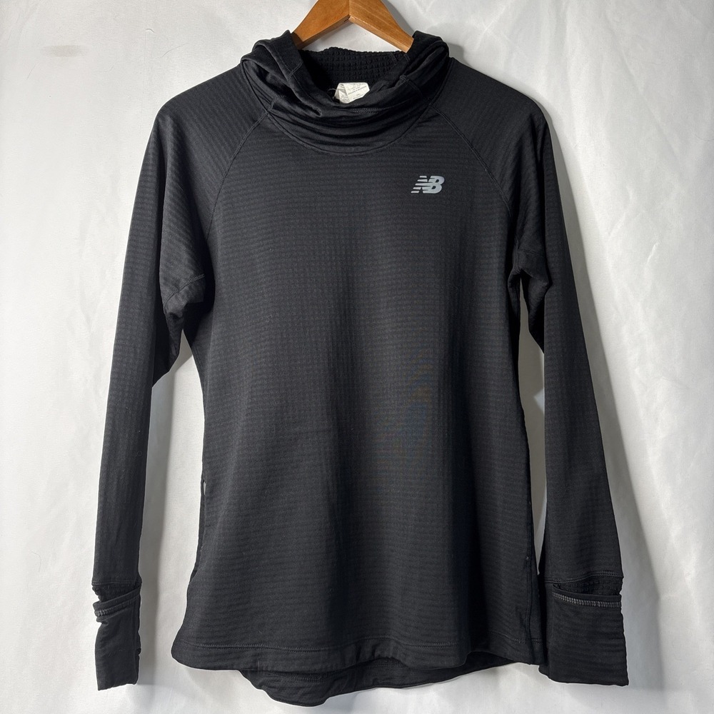 NEW BALANCE Womens M Black‎ Impact Grid Running Hoodie Sweatshirt NB Heat